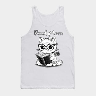 Cute Cat Reading a Book Tank Top